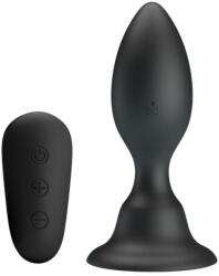 Mr. Play - Plug Anal Vibrant cu Telecomandă, Memorie și Ventuză, 12 Moduri, Silicon, Negru