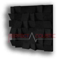 Perfect Acoustic Ferde kocka diffúzor 60x60x6cm fekete színben - 70x70x6cm csamagolással a szállításhoz