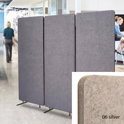 Perfect Acoustic Bilnora Irodai térelválasztó paraván 160x60x2, 5cm. Silver színben. Kárpit nélkül - 14 Dark Grey