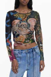 DESIGUAL Női hosszú ujjú póló, fekete (25WWTK39_NE5028_XS)