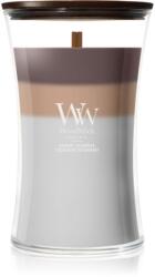 WoodWick Trilogy Radiant Cashmere lumânare parfumată cu fitil din lemn 610 g