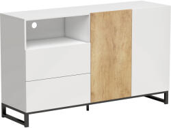 HOMCOM Bufet Modern 140 cm cu Poliță Deschisă, Alb și Stejar | Aosom Romania (83B-795V90WT) Bufet