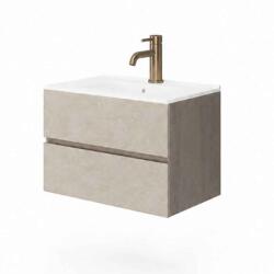 Fluminia Mobilier suspendat pentru lavoar Fluminia, Genova 60, front rugos, laterale netede, almond/noce americano (GENOVA62-NA-IA) - e-baie