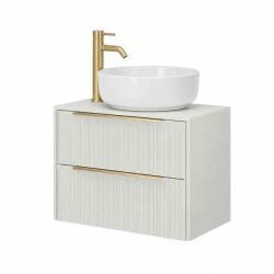 Fluminia Mobilier suspendat pentru lavoar pe blat Fluminia Istria 80, front riflat, 80x46 cm, alb mat, mânere aurii (ISTRIA82-T-WM-C-HIC05) - e-baie