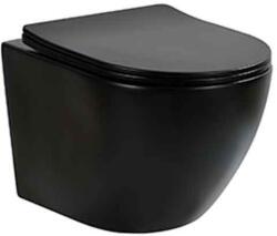 Fluminia Set vas WC suspendat cu capac Fluminia, Ricci, Tornado Flush, 36 x 49, negru mat (M203T-MB)