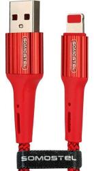 Somostel 025927 USB-A apa 2.0 - Lightning apa Adat és töltőkábel - Piros (1m) (025927)