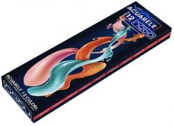 Nebo Acuarele 12 culori, cutie metal + pensula cu rezervor apa, Nebo RB42227