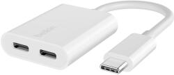 Belkin Adaptor audio si incarcare USB-C Belkin RockStar, 60W, alb (30696837)