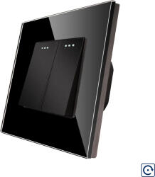 Luxion Intrerupator Dublu Mecanic cu Reset / Revenire LUXION cu Rama din Sticla Negru (lx-mp032gf-b)