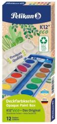 Pelikan Acuarele K12 din material reciclat, set 12 culori + alb de zinc, Pelikan 701174