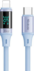 Mcdodo Cablu Mcdodo Type-C la tip Lightning Digital Display Silicone Fast Charging, 36W, 1.2m Albastru (ca-1939)