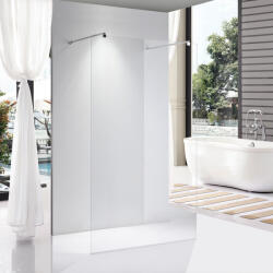 STUXI Milano Light falsíkra szerelhető Walk-in zuhanyfal, 110x200 cm, 8 mm vastag vízlepergető biztonsági üveggel, két távtartóval