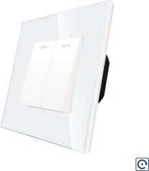 Luxion Intrerupator Dublu Mecanic cu Reset / Revenire LUXION cu Rama din Sticla Alb (lx-mp032gf-w)
