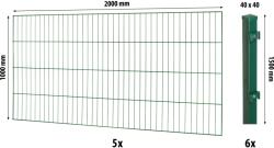 Floraworld egyrudas hálós kerítéspanel készlet négyzetes oszlop 100x1000 cm zöld