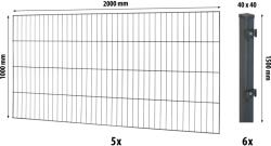 Floraworld egyrudas hálós kerítéspanel négyzetes oszlop 100x1000 cm antracit