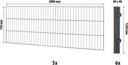 Floraworld egyrudas hálós kerítéspanel négyzetes oszlop 75x1000 cm antracit