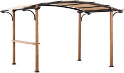 Pergola, Skuta, világosbarna, 259 × 406 cm, magasság: 220 cm, acél szerkezet, ponyvatető, beépített polccal, időjárásálló (3EXN0019)