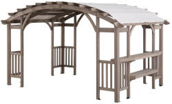  Pergola, Dajti, szürke, 427 × 305 cm, magasság: 250 cm, beépített polccal, cédrusfa szerkezet, ponyvatető, időjárásálló (3EXN0021)
