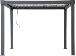  Pergola, Matterhorn, antracit, 306 × 306 cm, magasság: 223 cm, LED világítással, alumínium szerkezet, vízálló, UV-álló, állítható lamellatetős (3EXN0024)