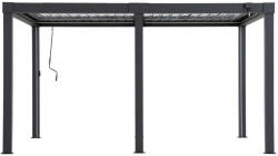  Pergola, Matterhorn, antracit, 406 × 306 cm, magasság: 223 cm, LED világítással, alumínium szerkezet, vízálló, UV-álló, állítható lamellatetős (3EXN0025)