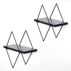  Hanah Home Dekoratív Fém Fali Polc Fekete Wr058