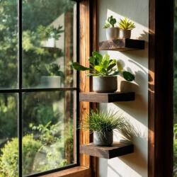  Hanah Home Dekoratív fa fali polc R-Raf326