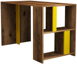  Hanah Home Study Desk Walnut Yellow Lima - Walnut, Yellow