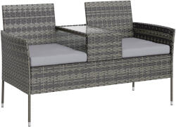 Outsunny Kerti pad 2 ülőhellyel és kávézóasztallal, acélból és PE rattanból, 137x59x82 cm, szürke