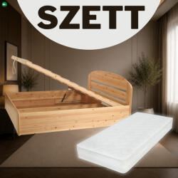  Anikó fenyő ágyneműtartós ágy 140x200 + kemény 140x200 matraccal