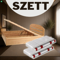  Anikó fenyő ágyneműtartós ágy 180x200 + 2 db kétoldalas, közepesen kemény 90x200 matrac