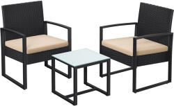SONGMICS Kerti bútorszett, polyrattan, asztallal és 2 székkel, összecsukható (GGF010M05)