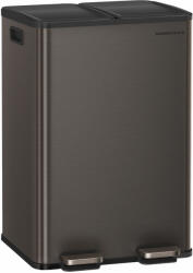 SONGMICS Szemetes kuka, 2 x 30 L, pedálos, lágyan záródó, szürke, 48 x 38 x 67 cm (LTB741G01)