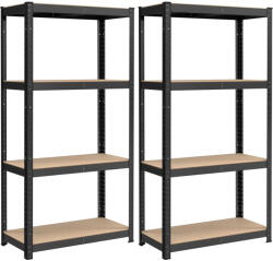 SONGMICS Polcos állvány, 2 db, fém, 520 kg-ig, 4 állítható polccal, fekete, 80 x 40 x 160 cm (GLR048BZ01)