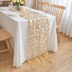 CHUQING chiffon asztali futó, glitteres, arany - 70x300 cm