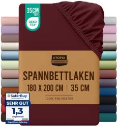 Utopia Bedding bordó poliészter mikroszálas gumis lepedő 180x200 cm 35 cm mély zsebek Oeko-Tex tanúsítvánnyal