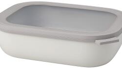 Mepal Cirqula Multi Bowl szögletes ételtároló doboz fedővel - légmentes hűtőtároló és mikrohullámú sütő edény, 2000 ml, Nordic White