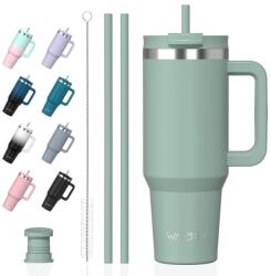 WATERSY 1, 2 L Termosz Pohár 2 Szívószállal, Szivárgásmentes Kávés Termobögre To Go, Vákuumszigetelt BPA-mentes Csavaros Fedéllel, 12 Órás Hű