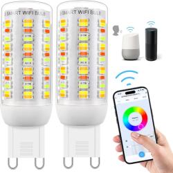 I-SHUNFA Wi-Fi RGBCW G9 LED izzó, 4 W, 2700-6500 K, dimmelhető, Alexa/Google Home - 2 db (G9)