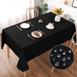 AooHome mosható víztaszító terítő lótusz hatással, fekete lenvászon hatású, 140 x 220 cm karcálló asztalterítő nappali étkező erkély kert