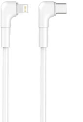 Maxlife MXUC-09 USB kábel, USB-C - Lightning, (1 méter 27W), fehér (2 derékszögű csatlakozóval)