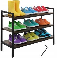 Ruhhy Cipőtartó állvány Ruhhy 3 szintes, fa polcokkal (Regał na buty 79cm Ruhhy 27038)