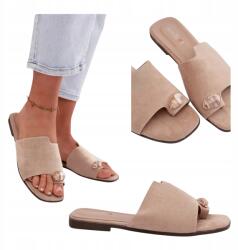 Seastar Női Bőr Flip-flop papucs Klasszikus Velúr Lapos Kényelmes Könnyű Bézs 40 (JH56 klapki letnie na co dzień 36 37 38 39 40)