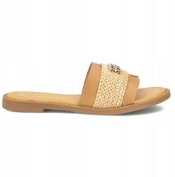 Filippo Női Flip-flop Papucs Filippo DK7899/26 Bézs Bőr Talpbetét Lapos Talp (DK7899/26.BEŻOWY)
