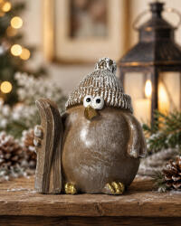 D&D-1db Karácsonyi Cuki madár figura sállal, síléccel/snowboarddal 7, 2 cm (DD68234-1db)