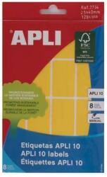 APLI Etikett, 25x40 mm, kézzel írható, színes, kerekített sarkú, APLI, sárga, 128 etikett/csomag
