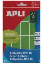 APLI Etikett, 25x40 mm, kézzel írható, színes, kerekített sarkú, APLI, zöld, 128 etikett/csomag