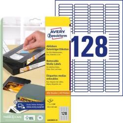 Avery-Zweckform Etikett, univerzális 43, 2x8, 5 mm, eltávolítható, kerekített sarkú, AVERY ZWECKFORM, 3200 etikett/csomag