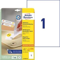 Avery-Zweckform Etikett, univerzális, eltávolítható, 210x297 mm, AVERY ZWECKFORM, 30 etikett/csomag