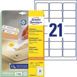 Avery-Zweckform Etikett, univerzális, 63, 5x38, 1 mm, eltávolítható, kerekített sarkú, AVERY ZWECKFORM, 630 etikett/csomag