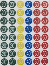 APLI Etikett, árengedmény, 24 mm, kör, színes, APLI, 240 etikett/csomag, -20-50%